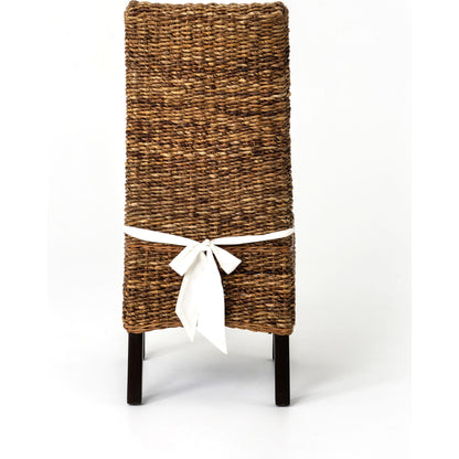 Banana Leaf Chair by Four Hands in gray, cream and gray wash. Made from 50% cotton, 50% polyester, solid mahogany, banana leaf in a cottage & farmhouse style.