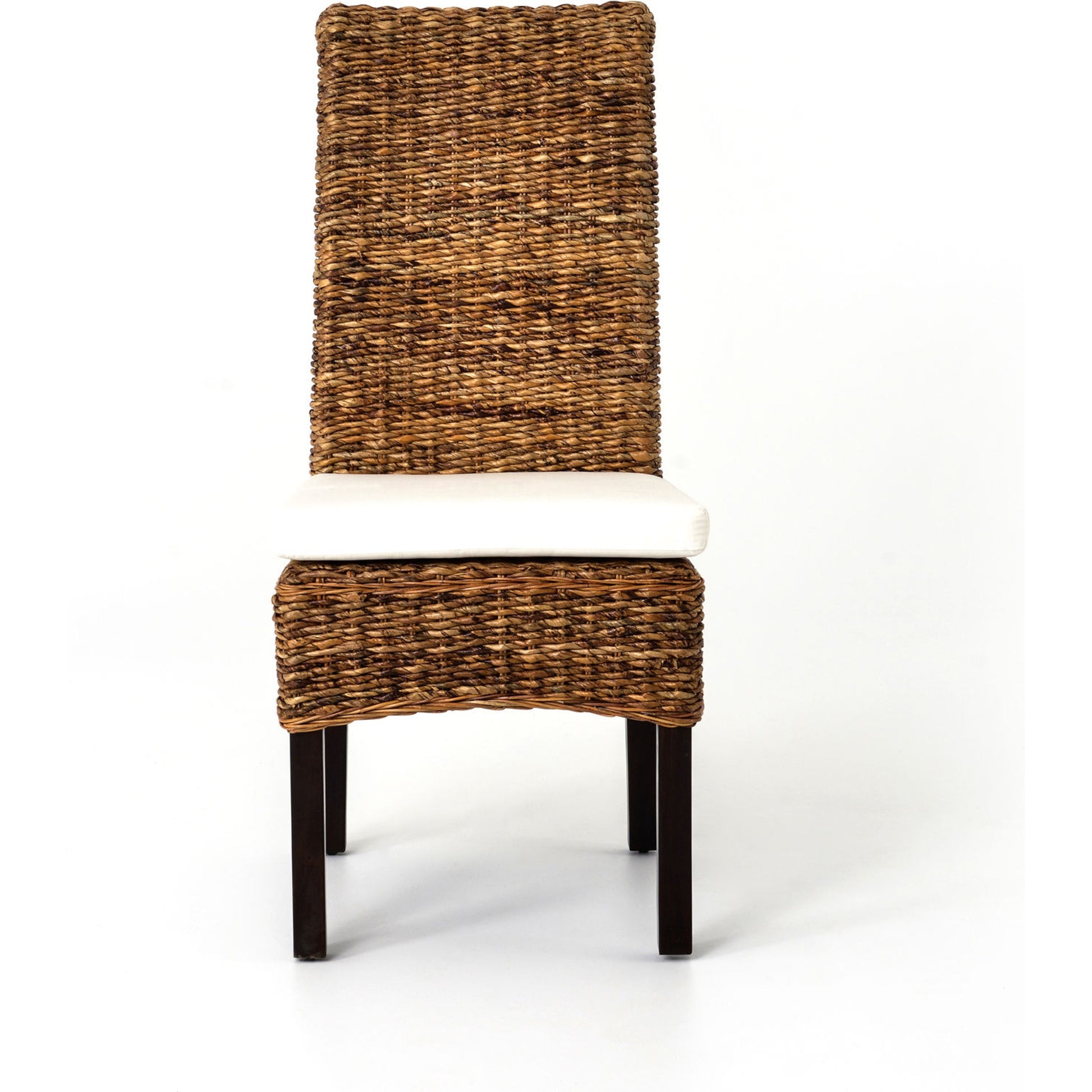 Banana Leaf Chair by Four Hands in gray, cream and gray wash. Made from 50% cotton, 50% polyester, solid mahogany, banana leaf in a cottage & farmhouse style.