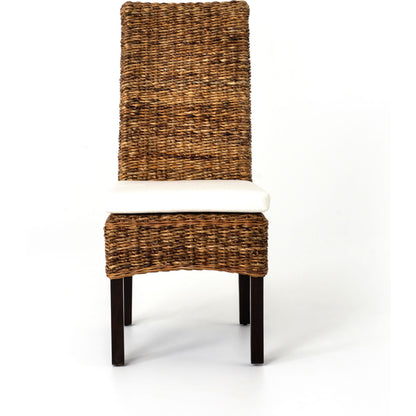 Banana Leaf Chair by Four Hands in gray, cream and gray wash. Made from 50% cotton, 50% polyester, solid mahogany, banana leaf in a cottage & farmhouse style.