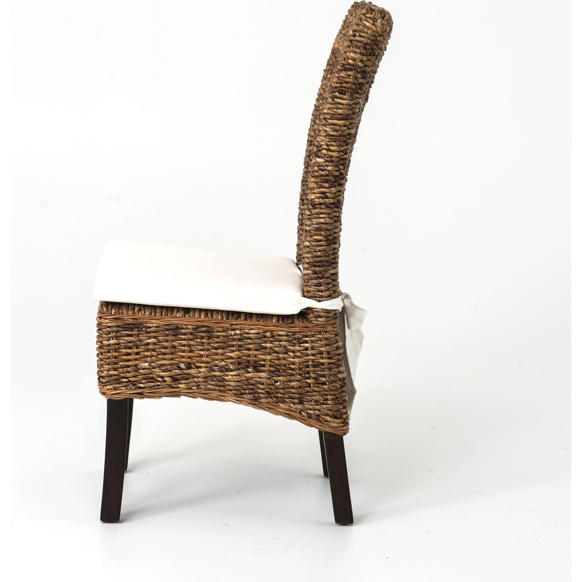 Banana Leaf Chair by Four Hands in gray, cream and gray wash. Made from 50% cotton, 50% polyester, solid mahogany, banana leaf in a cottage & farmhouse style.