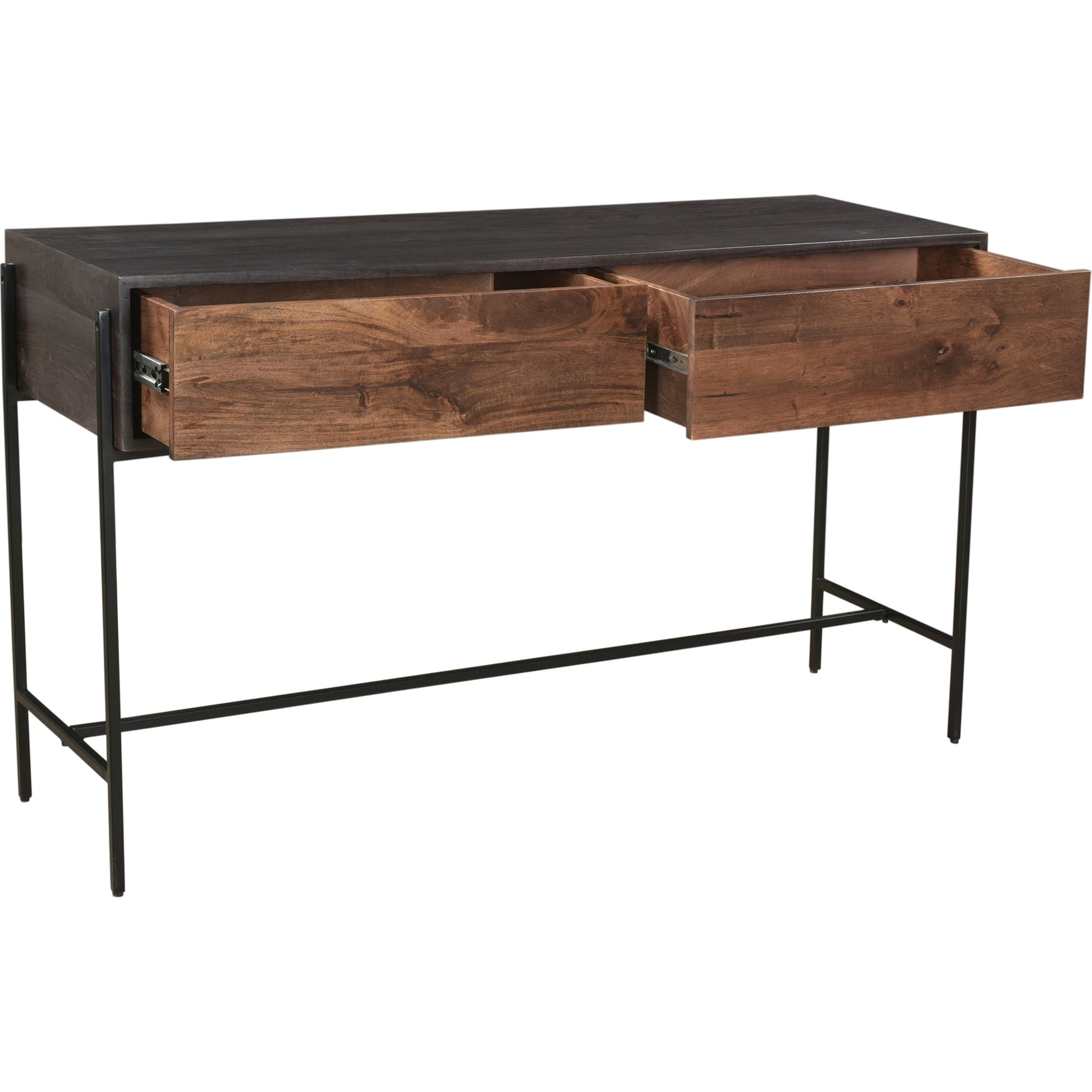 Tobin Console Table by Moe's Home Collection in light brown. Made from solid mango wood, iron base, mdf (carb) in a modern style.