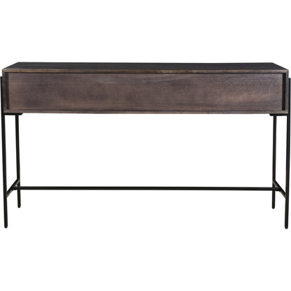 Tobin Console Table by Moe's Home Collection in light brown. Made from solid mango wood, iron base, mdf (carb) in a modern style.