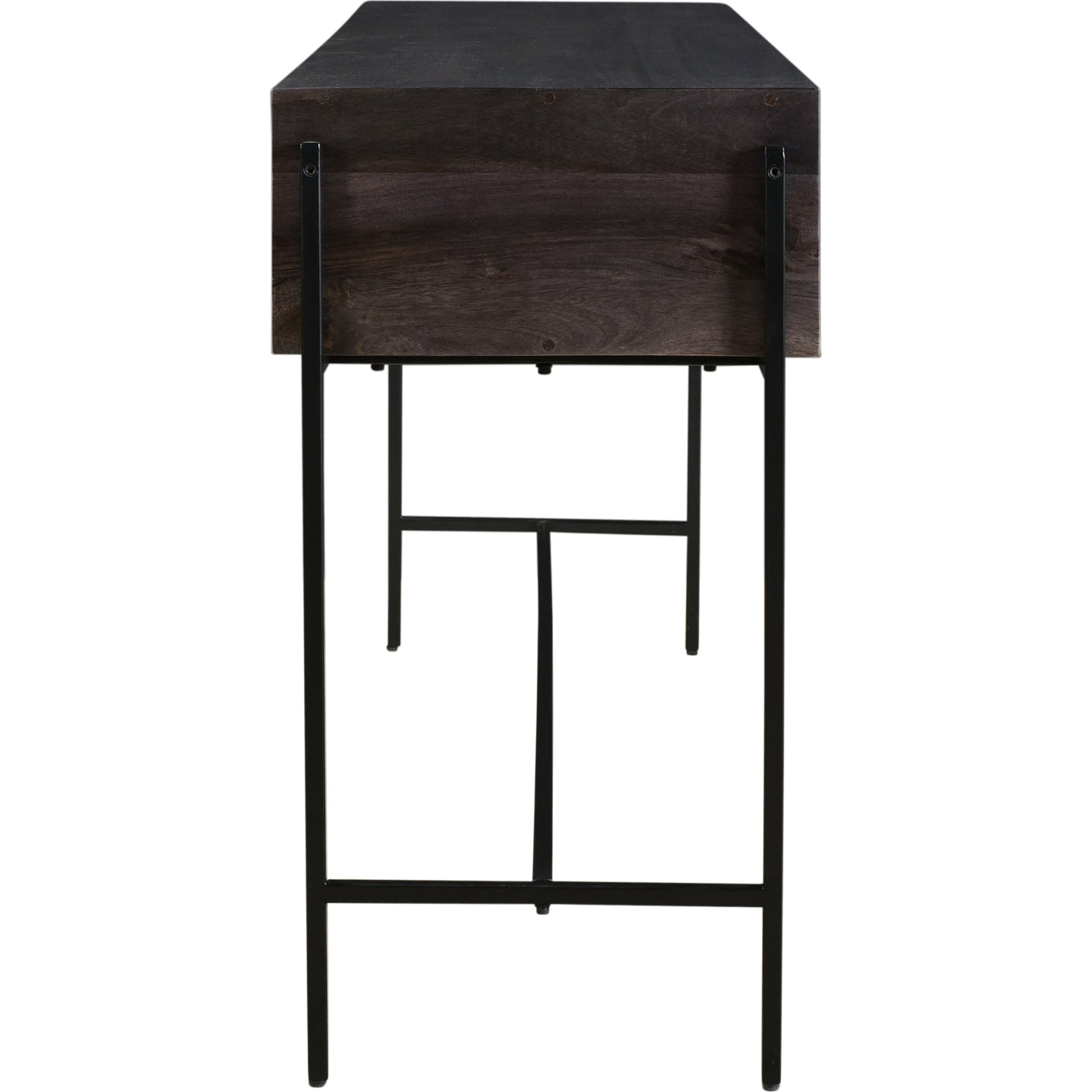 Tobin Console Table by Moe's Home Collection in light brown. Made from solid mango wood, iron base, mdf (carb) in a modern style.