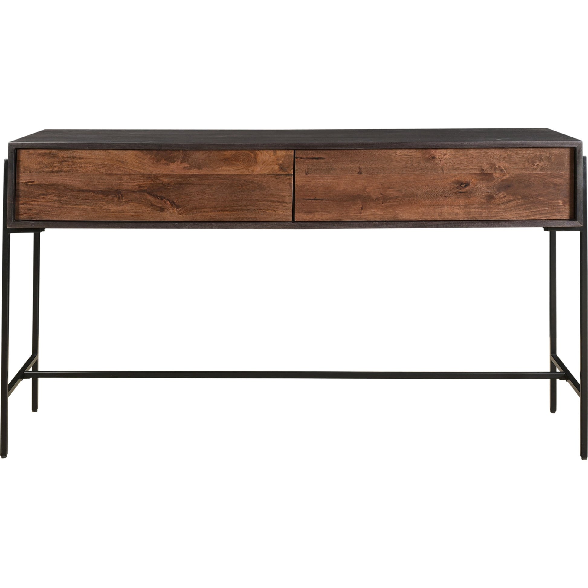 Tobin Console Table by Moe's Home Collection in light brown. Made from solid mango wood, iron base, mdf (carb) in a modern style.