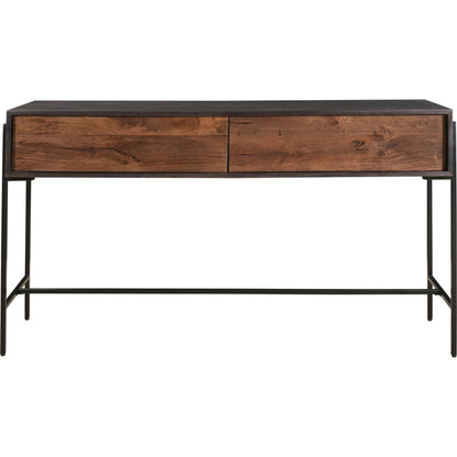 Tobin Console Table by Moe's Home Collection in light brown. Made from solid mango wood, iron base, mdf (carb) in a modern style.