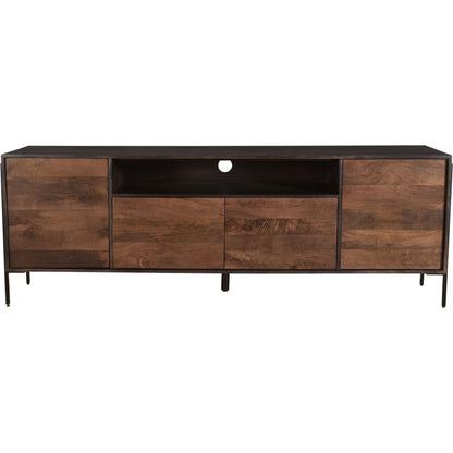 Tobin Entertainment Unit by Moe's Home Collection in light brown. Made from solid mango, iron base, mdf in a modern style.