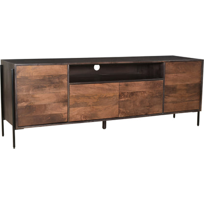 Tobin Entertainment Unit by Moe's Home Collection in light brown. Made from solid mango, iron base, mdf in a modern style.