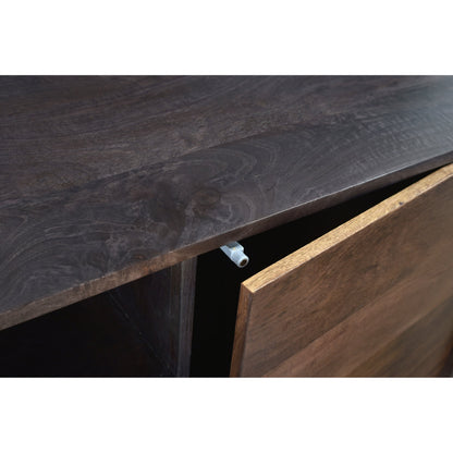 Tobin Entertainment Unit by Moe's Home Collection in light brown. Made from solid mango, iron base, mdf in a modern style.