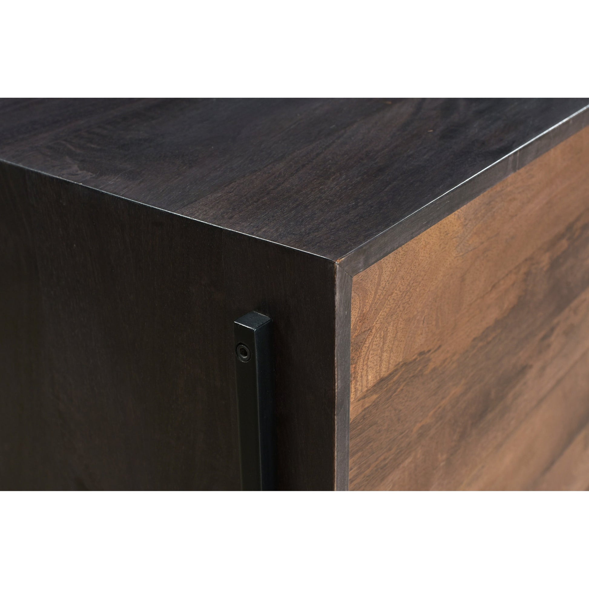 Tobin Entertainment Unit by Moe's Home Collection in light brown. Made from solid mango, iron base, mdf in a modern style.