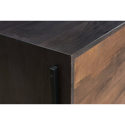 Tobin Entertainment Unit by Moe's Home Collection in light brown. Made from solid mango, iron base, mdf in a modern style.