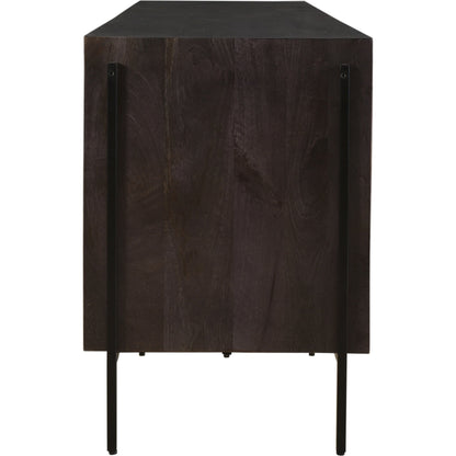 Tobin Entertainment Unit by Moe's Home Collection in light brown. Made from solid mango, iron base, mdf in a modern style.
