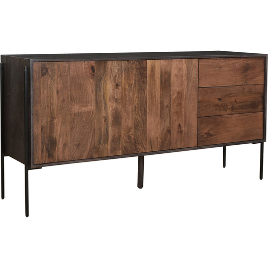 Tobin Sideboard by Moe's Home Collection in light brown. Made from solid mango wood, iron base, mdf (carb) in a modern style.