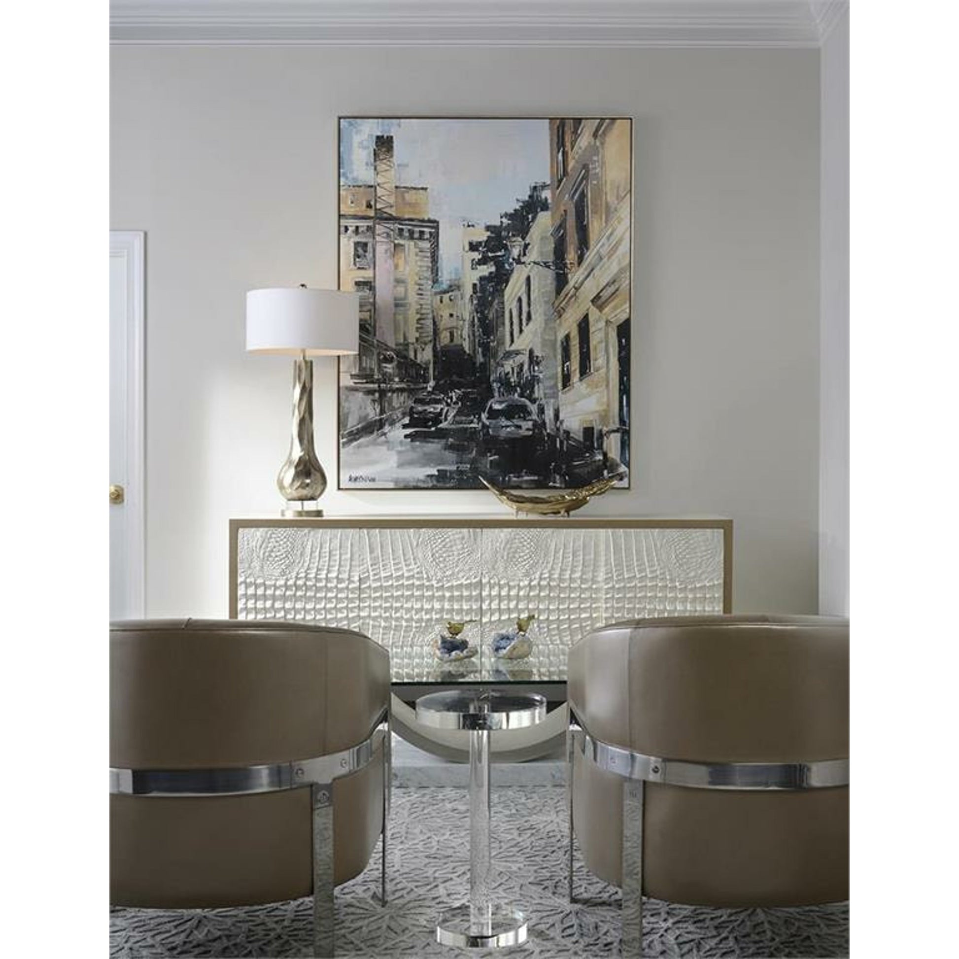 Round Crystal Martini Table by John-Richard in natural. Made from crystal in a modern style.