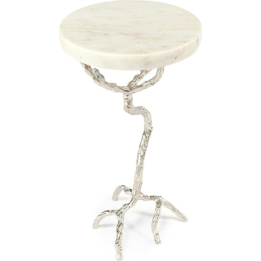 Twisted Martini Table by John-Richard in cream, nickel. Made from nickel in a transitional style.