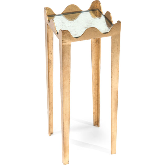 Scalloped Martini Table by John-Richard in gold, glass. Made from unique in a transitional style.