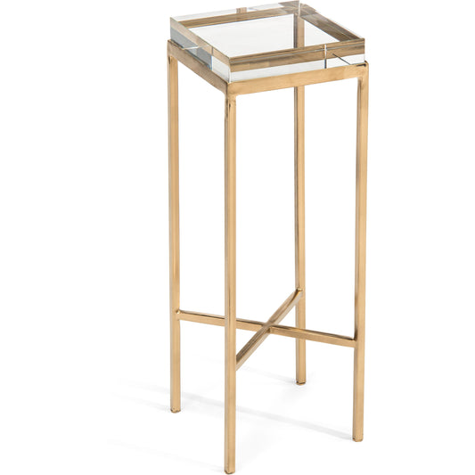 Glass Block Martini Table by John-Richard in gold and gold. Made from glass, iron in a modern style.