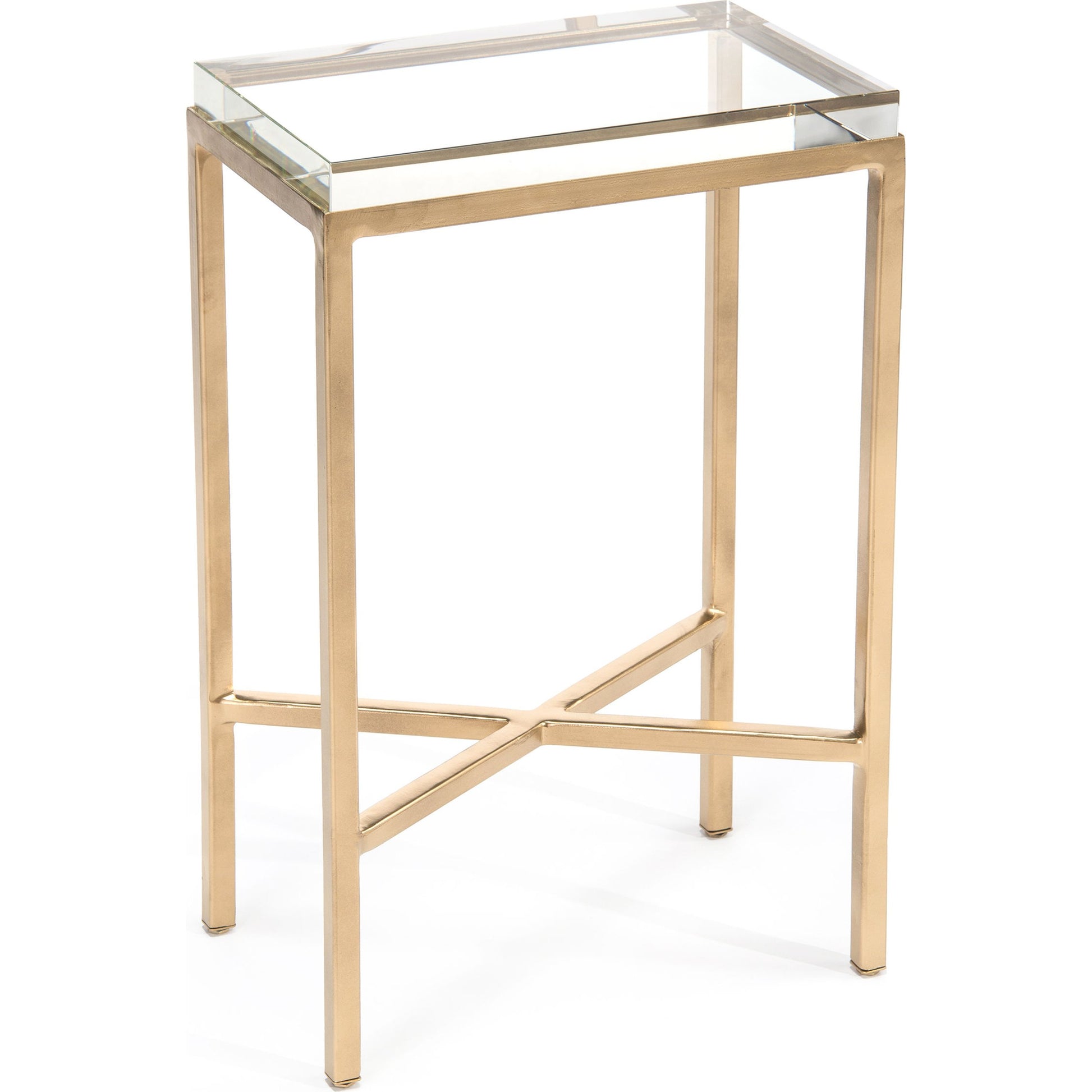 Glass Block Side Table by John-Richard in gold. Made from glass, iron in a modern style.