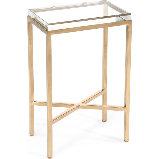 001 SR-771769 | Additional Silo | Glass Block Side Table by John-Richard in gold. Made from glass, iron in a modern style.