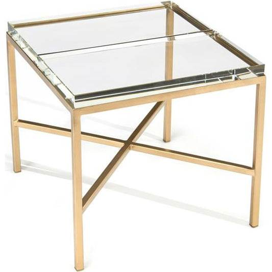 Glass Block Bunching Table by John-Richard in gold. Made from glass in a transitional style.