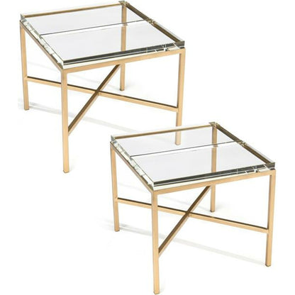 Glass Block Bunching Table by John-Richard in gold. Made from glass in a transitional style.
