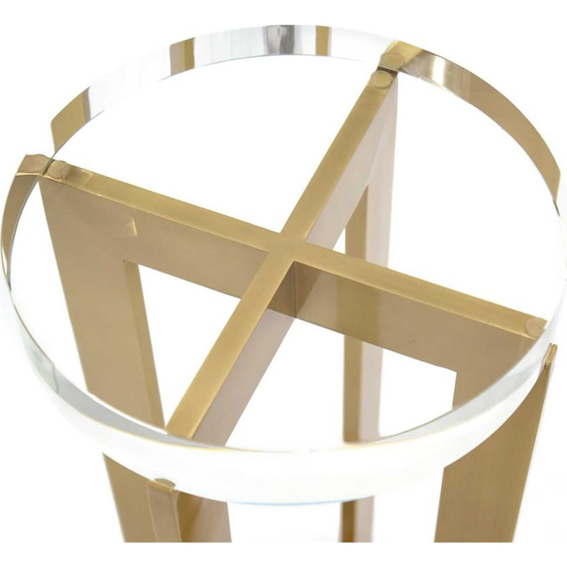 Brass and Crystal Martini Table by John-Richard in brass. Made from brass, crystal in a modern style.
