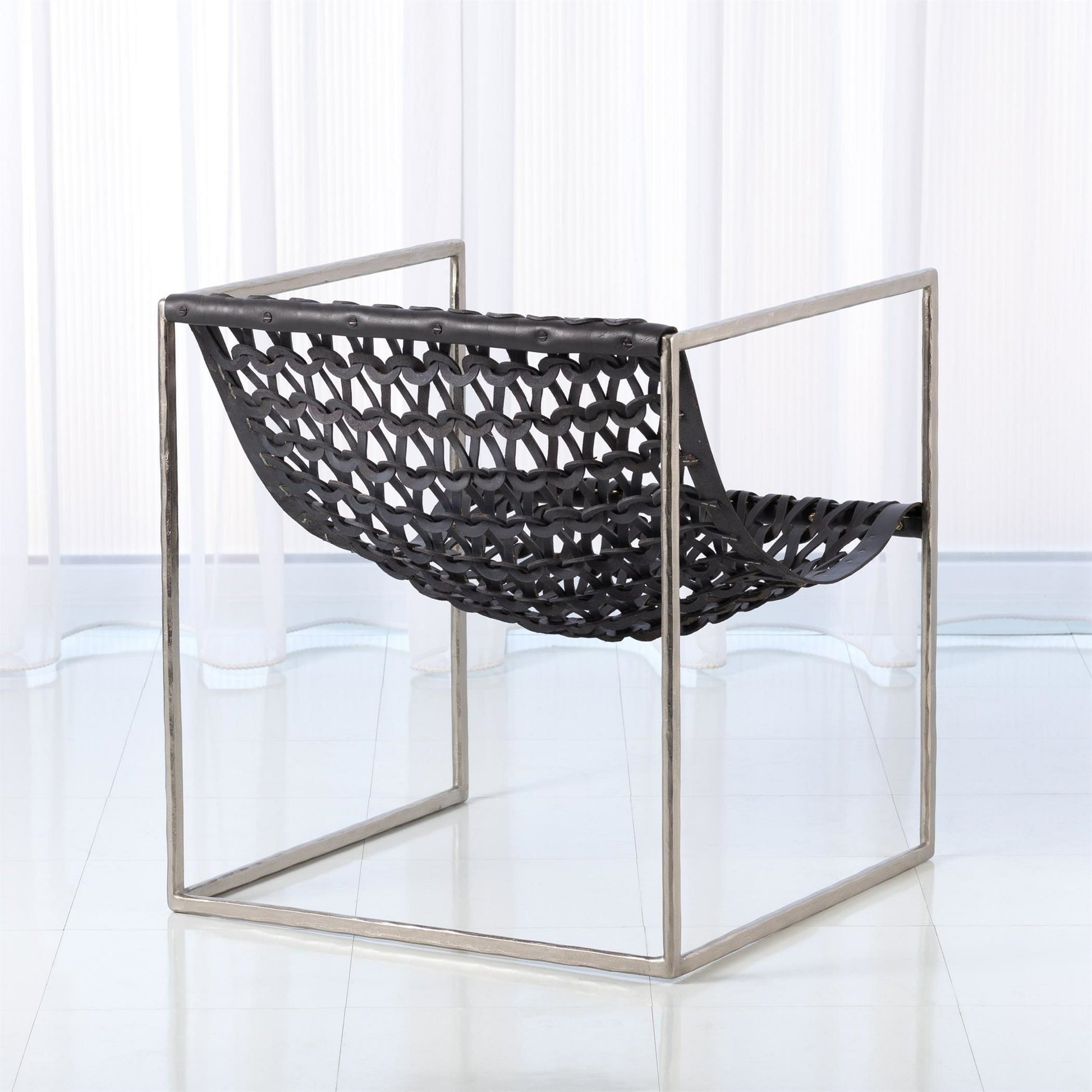 Knit And Pearl Chair by Global Views in bronze. Made from iron, leather in a modern style.