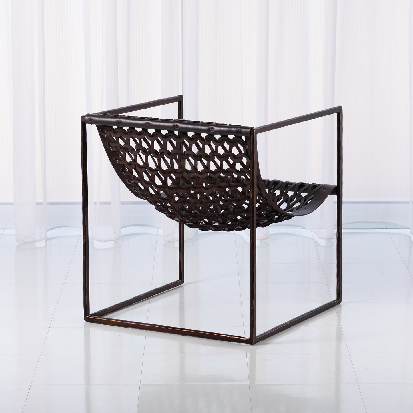 001 SR-890652 | Primary Silo | Knit And Pearl Chair by Global Views in bronze. Made from iron, leather in a modern style.
