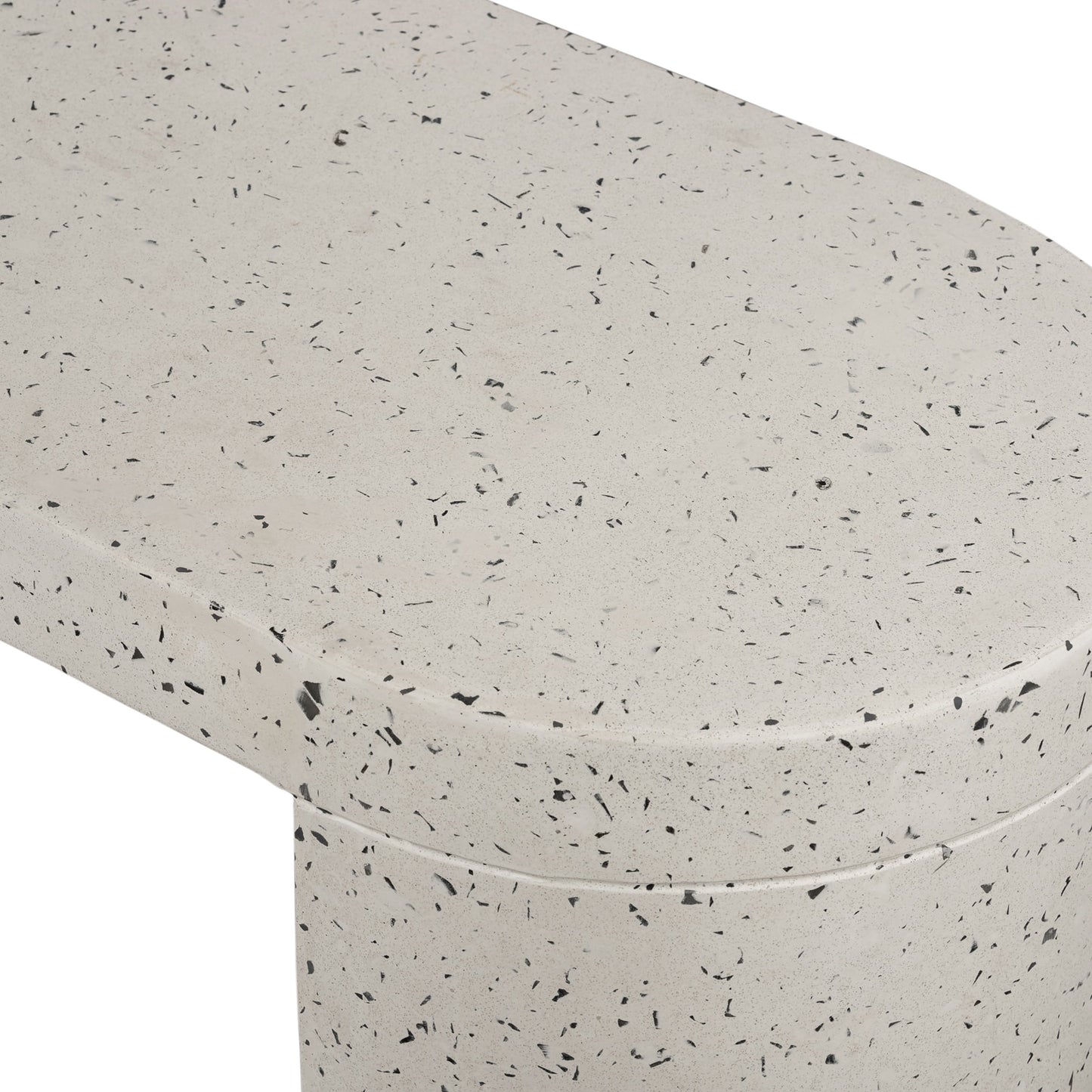 002 SR-858386 | Closeup | Lyon Outdoor Bench by Moe's Home Collection in terrazzo- greystone. Made from cement, terrazzo in a modern style.