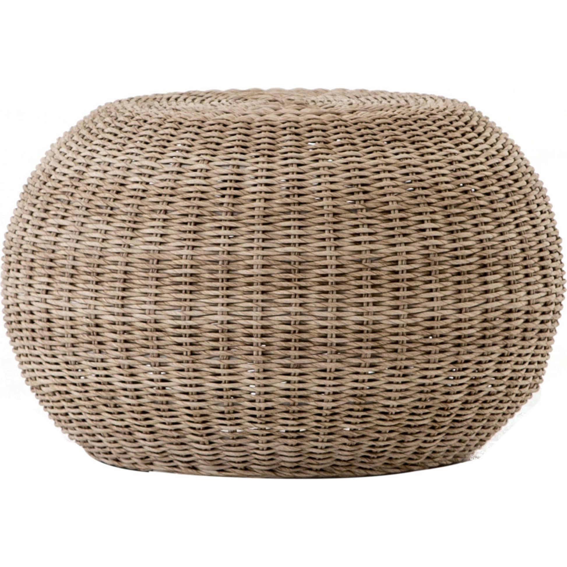 Phoenix Outdoor Accent Stool by Four Hands in vintage white. Made from 100% polyethylene, aluminum in a coastal style.