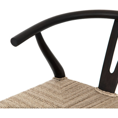 Muestra Bar Stool by Four Hands in vintage white, natural teak. Made from solid teak, 100% polyethylene in a coastal style.