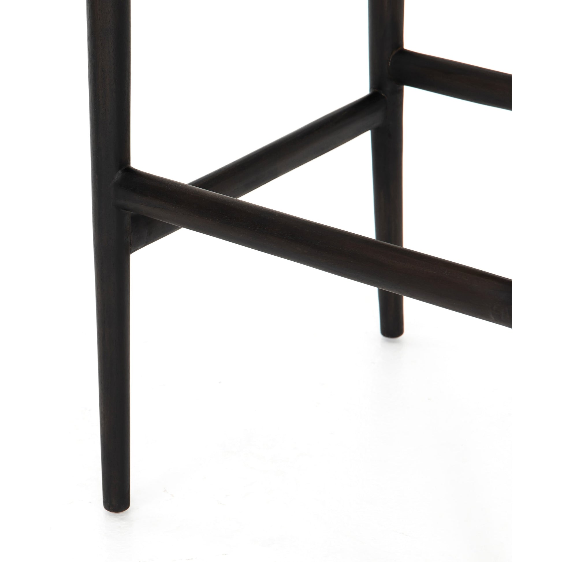 Muestra Bar Stool by Four Hands in vintage white, natural teak. Made from solid teak, 100% polyethylene in a coastal style.