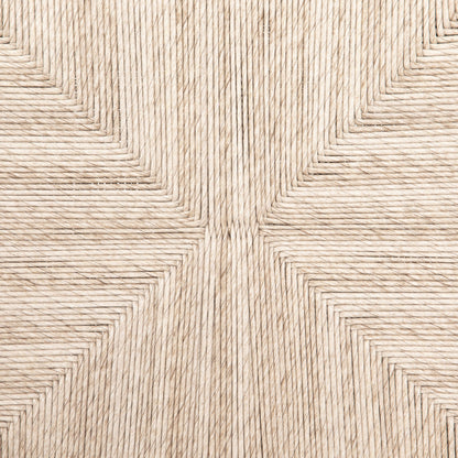 Muestra Bar Stool by Four Hands in vintage white, natural teak. Made from solid teak, 100% polyethylene in a coastal style.