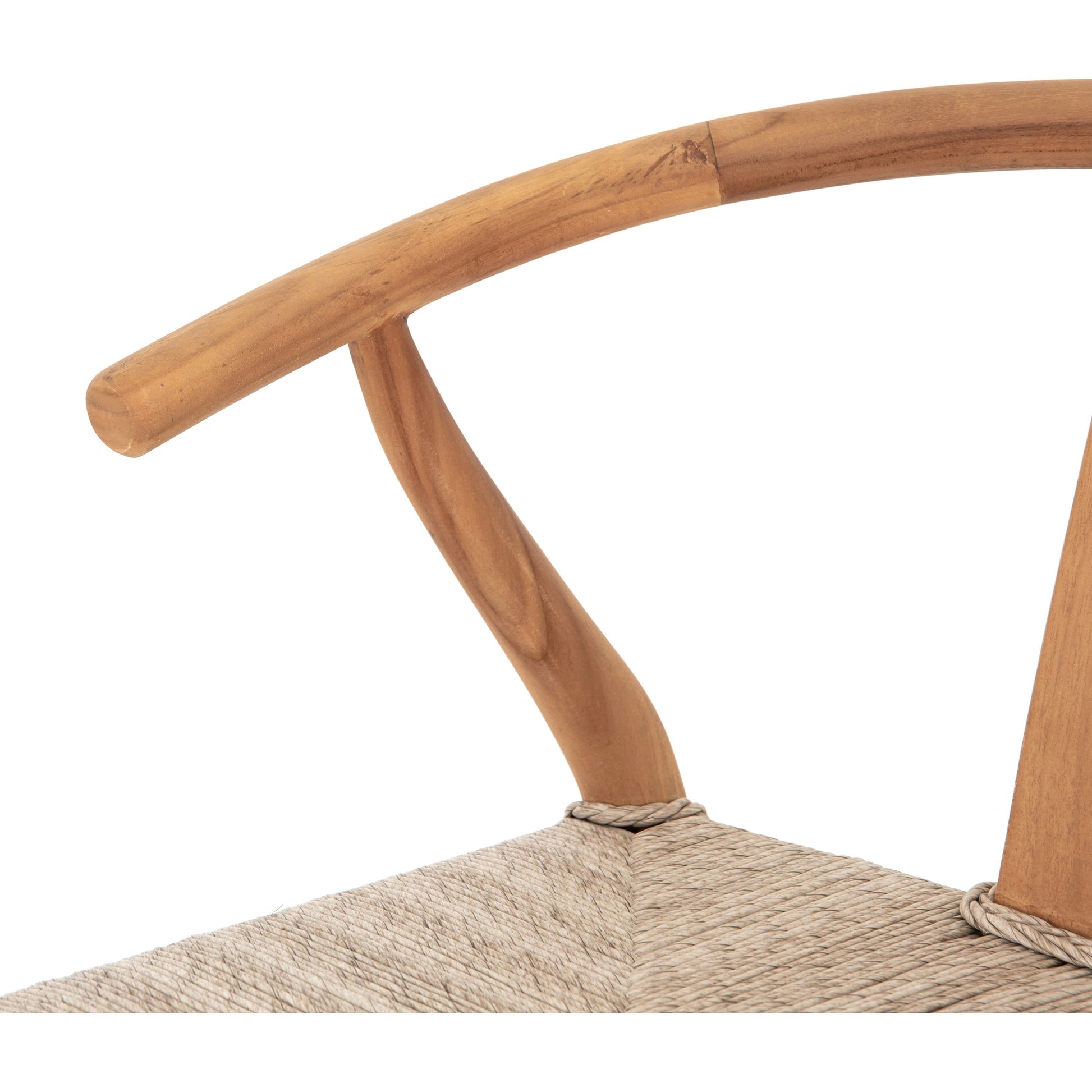 Muestra Bar Stool by Four Hands in vintage white, natural teak. Made from solid teak, 100% polyethylene in a coastal style.