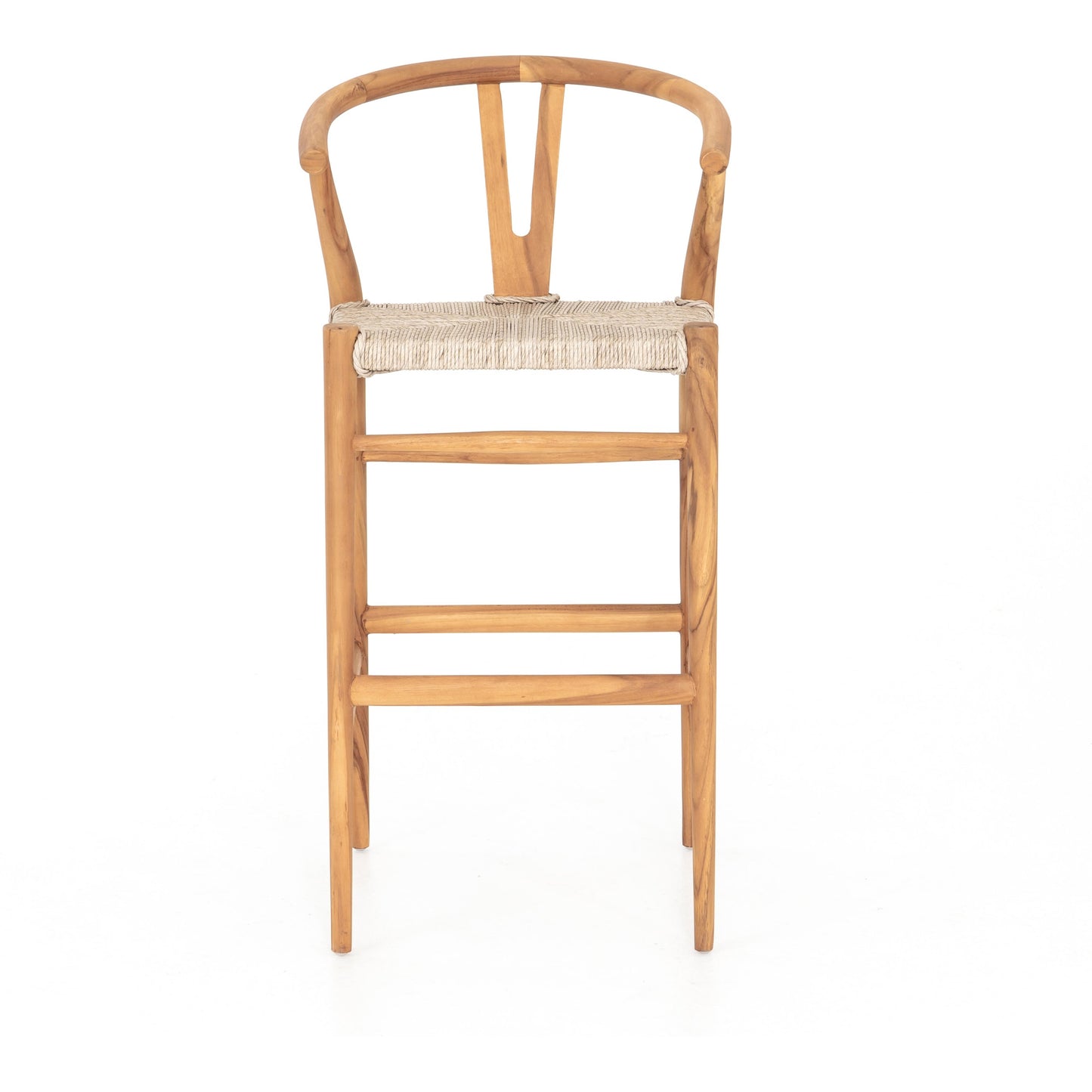 063 SR-809945 | Additional Silo | Muestra Bar Stool by Four Hands in vintage white, natural teak. Made from solid teak, 100% polyethylene in a coastal style.