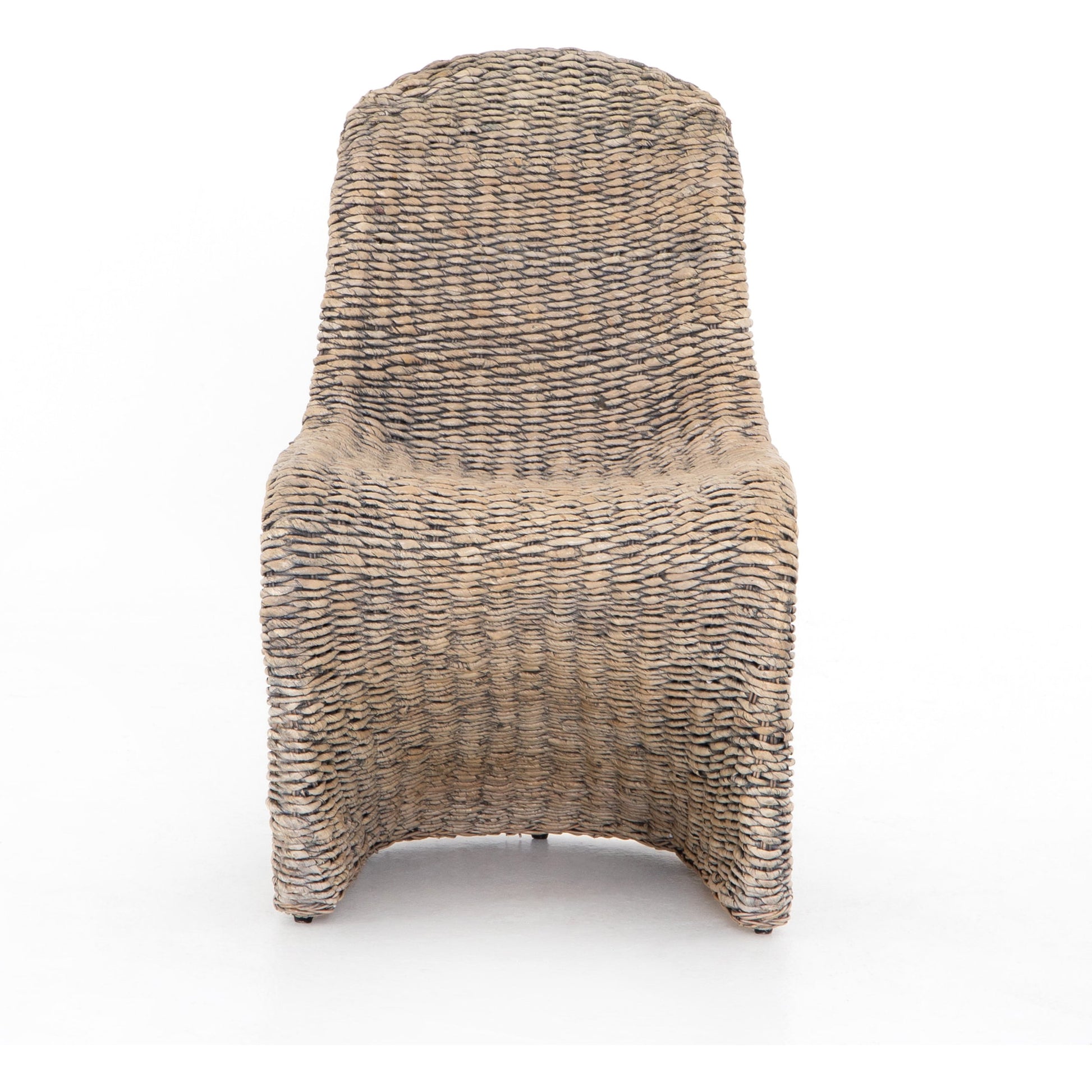 Portia Dining Chair by Four Hands in gray wash. Made from banana leaf, iron in a modern style.