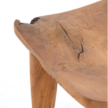 Zuri Stool by Four Hands in aged natural teak. Made from solid teak in a modern style.