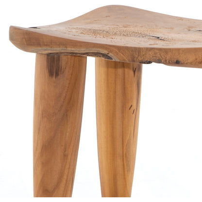 Zuri Stool by Four Hands in aged natural teak. Made from solid teak in a modern style.