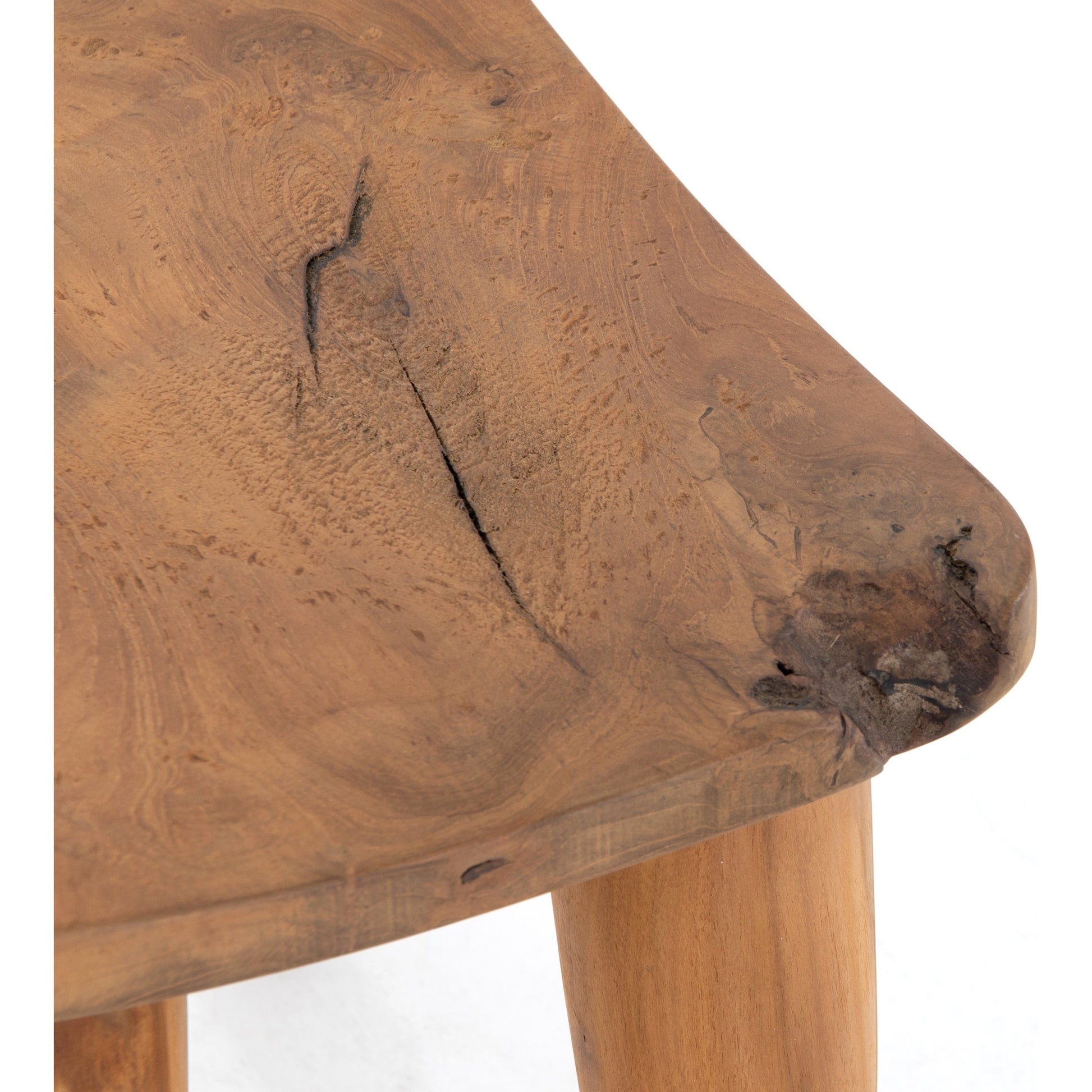 Zuri Stool by Four Hands in aged natural teak. Made from solid teak in a modern style.