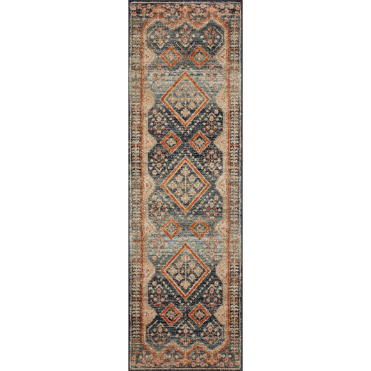 Jocelyn Eva Rug by Loloi in navy, multi. Made from 100% polypropylene in a rustic style.