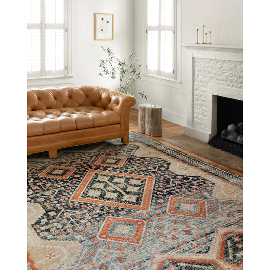 Jocelyn Eva Rug by Loloi II in navy, multi. Made from 100% polypropylene in a rustic style.