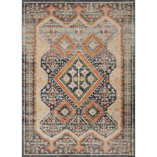 Jocelyn Eva Rug by Loloi II in navy, multi. Made from 100% polypropylene in a rustic style.