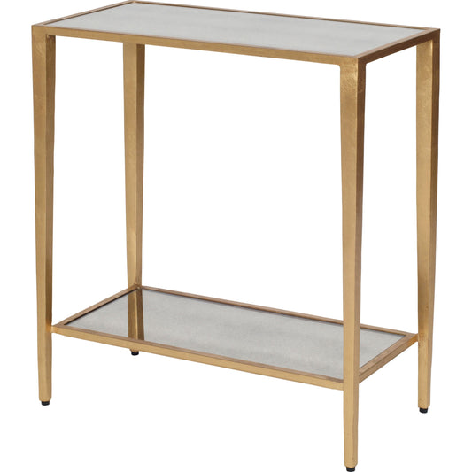 Joyce Table by Worlds Away in gold and gold. Made from metal, glass in a transitional style.