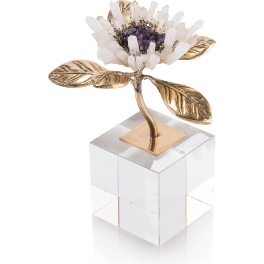 Single Crystal Bloom by John-Richard in amethyst, brass and translucent, amethyst, brass, clear. Made from quartz, amethyst, brass, clear crystal in a eclectic & global style.