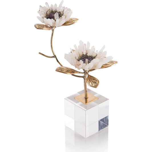Double Crystal Blooms by John-Richard in amethyst, brass and translucent, amethyst, brass, clear. Made from quartz, amethyst, brass, clear crystal in a eclectic & global style.