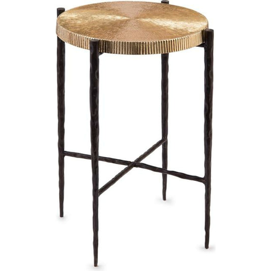 Black Oxidized and Gold Accent Table by John-Richard in black, gold. Made from unique in a eclectic & global style.