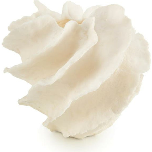 Diagonal Ruffle Vase by John-Richard in cream. Made from unique in a coastal style.
