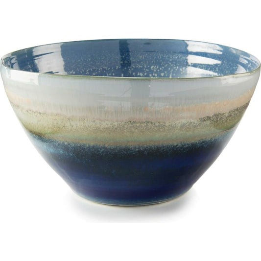 Reactive Blue and Cream Bowl by John-Richard in blue, cream. Made from unique in a coastal style.