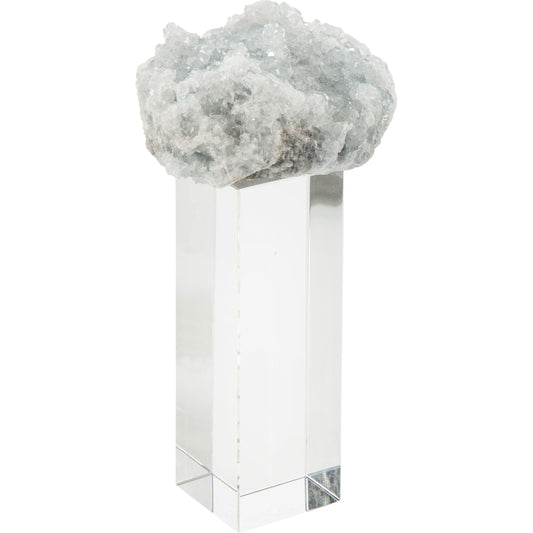 Celestite on Crystal by John-Richard in blue and blue, clear. Made from celestite, lead free crystal in a eclectic & global style.
