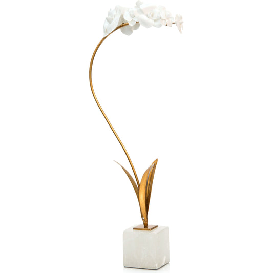 Porcelain Orchid by John-Richard in alabaster, white and gold, wht. Made from iron, porcelain, alabaster in a eclectic & global style.