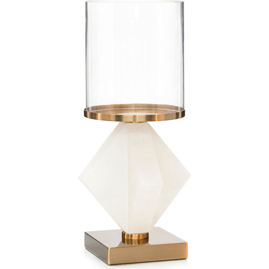 Alicia Candleholder by John-Richard in alabaster, bronze and wht, bronze, clear. Made from alabaster, glass, iron in a eclectic & global style.